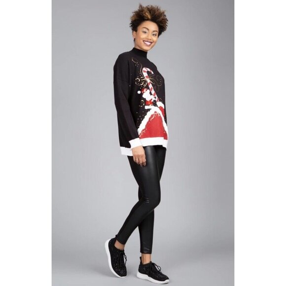 Berek Christmas Sweater for Women, Santa and Candy Cane Holiday Sweater Sequin - Picture 2 of 7